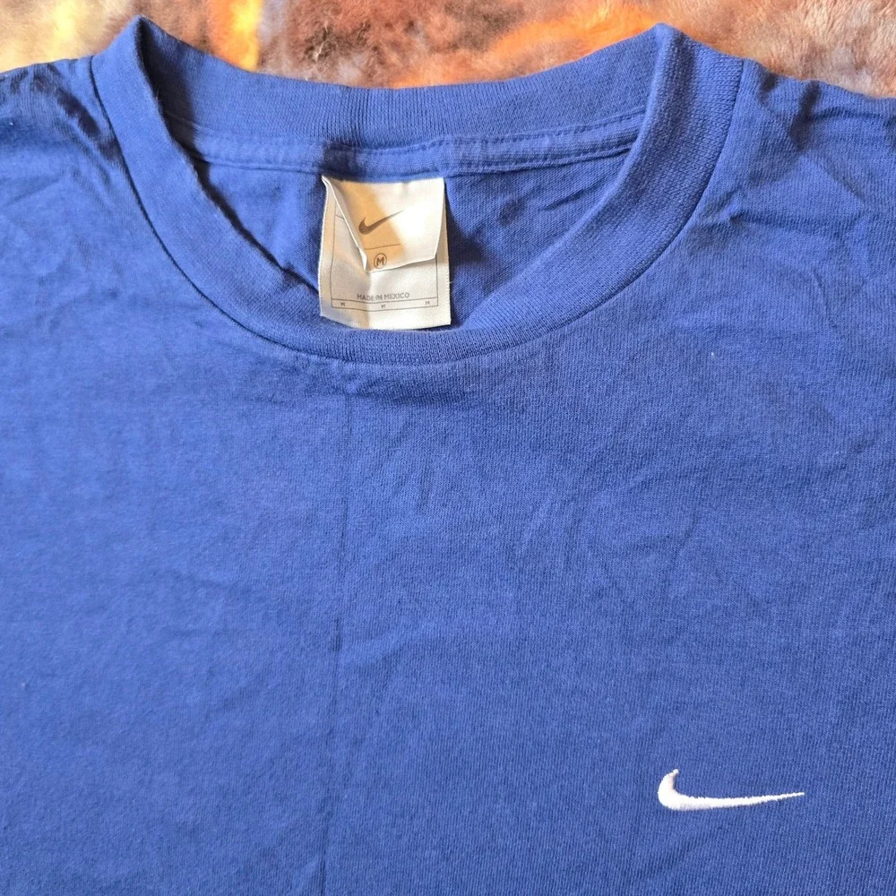 Vintage Nike Y2K Boxy Oversized Essential Swoosh Royal Blue Faded Tee sz M/L